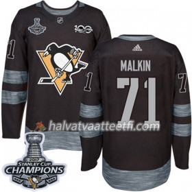 Miesten NHL Pittsburgh Penguins Pelipaita Evgeni Malkin 71 1917-2017 100th Anniversary Adidas Musta 2017 Stanley Cup Champions Authentic